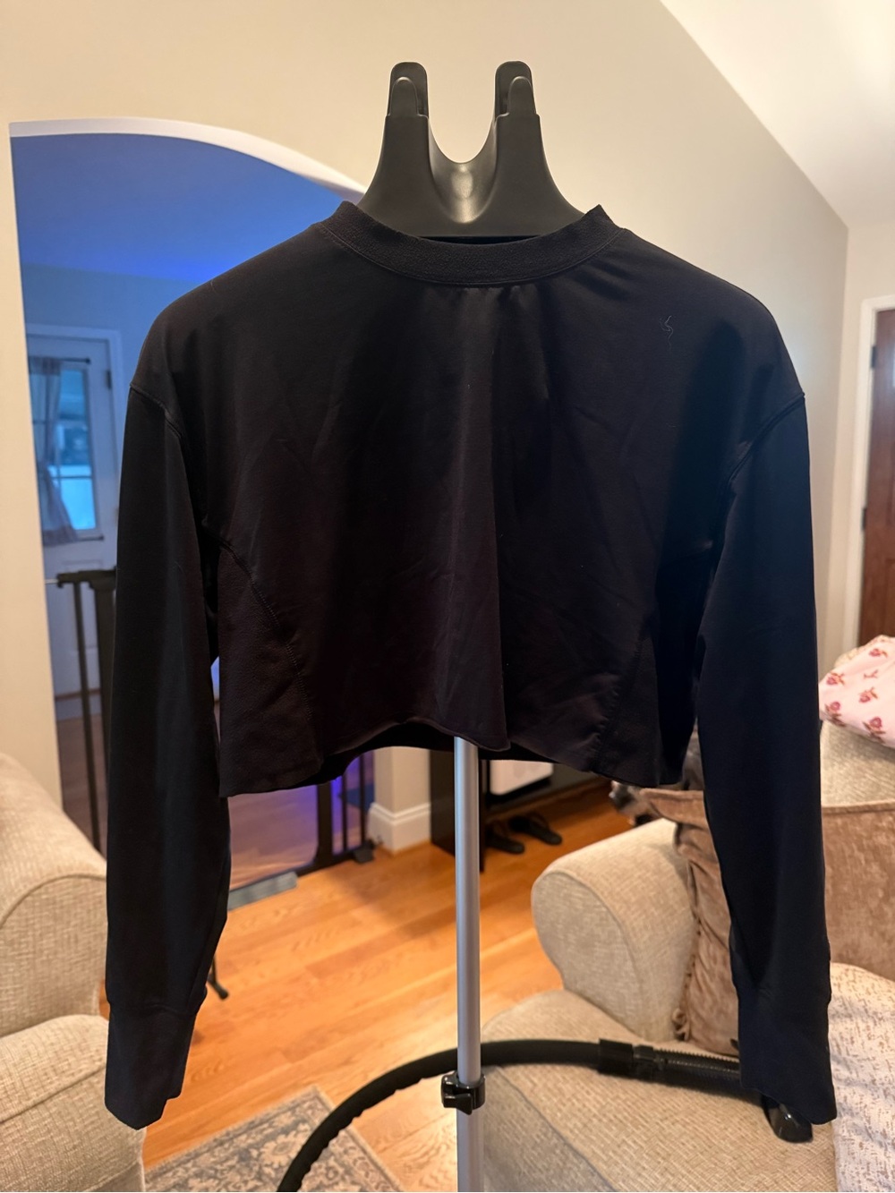 Champion Black Cropped Long Sleeve Top | Size Small